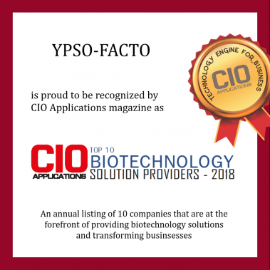 Ypso-Facto in the TOP 10 Biotechnology Solution Provider - 2018